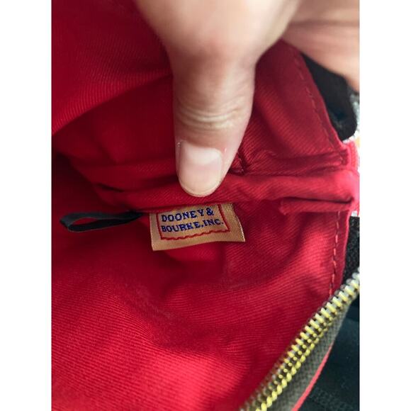 DOONEY & BOURKE NWT SMALL RED CANVAS, LEATHER CROSSBODY BAG - Picture 10 of 13